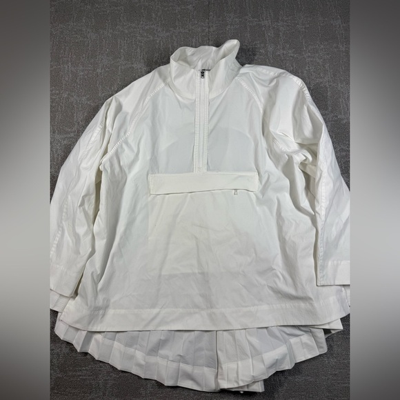 Athleta Jackets & Blazers - Athleta Sojourn Top Womens XL White Quarter Zip Pleated Layered Oversized READ